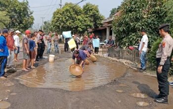 Gelar Aksi warga way khilau panen ikan lele sebagai protes warga jalan rusak di way khilau pesawaran