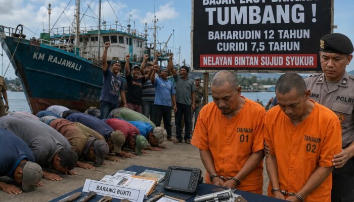 Tok! Bajak Laut Bangka Tumbang, Nelayan Bintan Sujud Syukur Sambut Vonis Baharudin dan Curidi